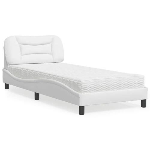 Seng med madras 90x200 cm kunstlæder hvid