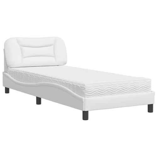 Seng med madras 90x200 cm kunstlæder hvid