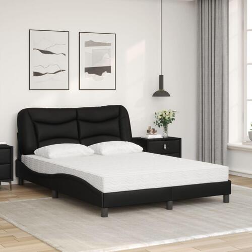 Seng med madras 120x200 cm kunstlæder sort