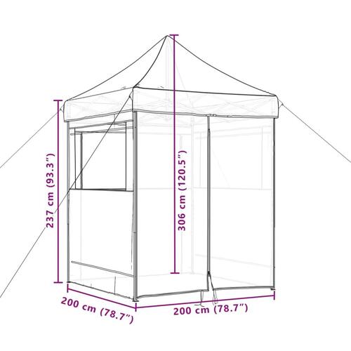 Foldbart pop up-festtelt med 4 sidevægge gråbrun