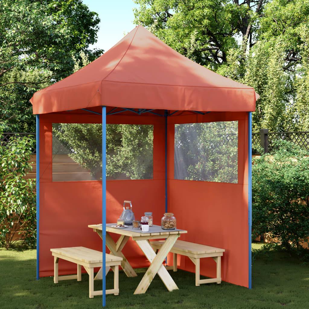 Foldbart pop-up festtelt med 2 sidevægge terracotta billede