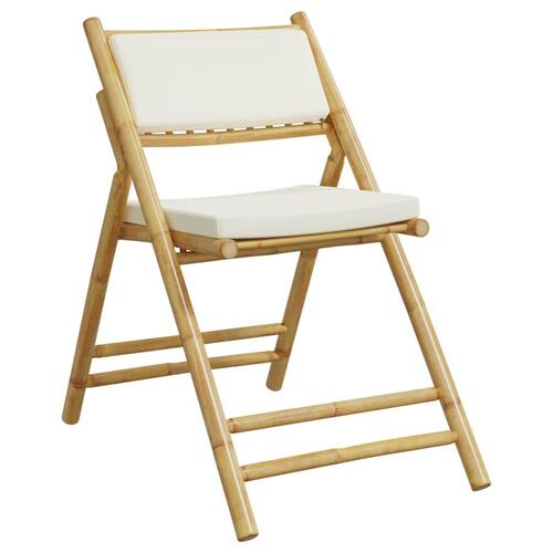 Foldbare bistrostole 6 stk. med cremefarvede hynder bambus