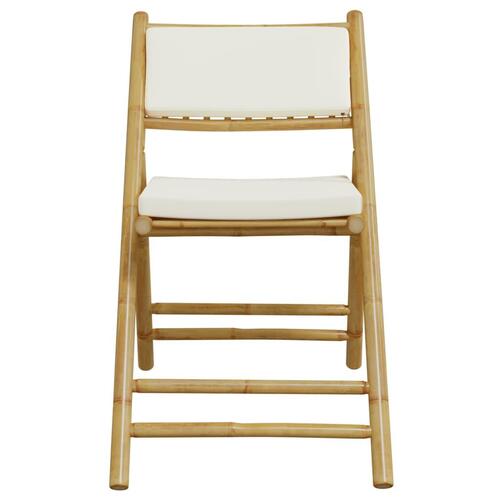 Foldbare bistrostole 6 stk. med cremefarvede hynder bambus