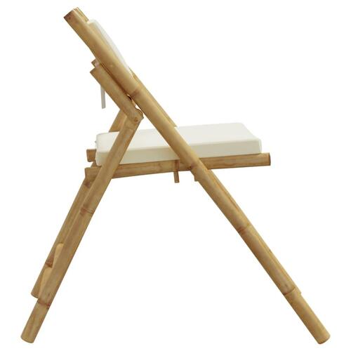 Foldbare bistrostole 6 stk. med cremefarvede hynder bambus