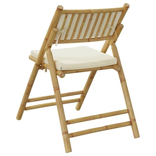 Foldbare bistrostole 6 stk. med cremefarvede hynder bambus