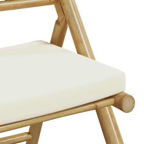 Foldbare bistrostole 6 stk. med cremefarvede hynder bambus