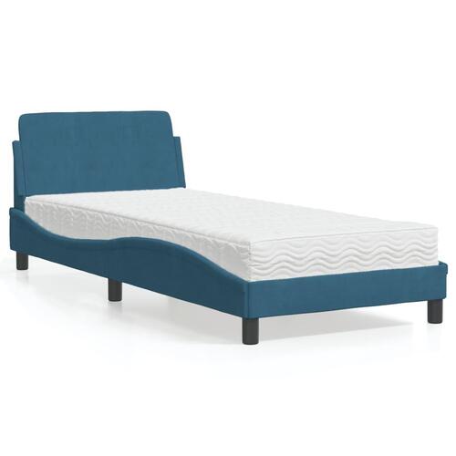 Seng med madras 80x200 cm velour blå