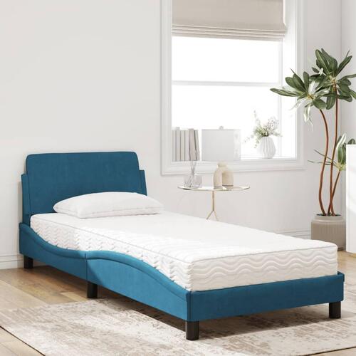 Seng med madras 80x200 cm velour blå