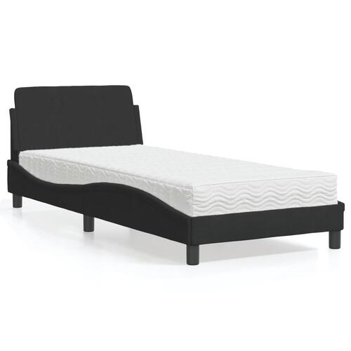 Seng med madras 90x200 cm velour sort