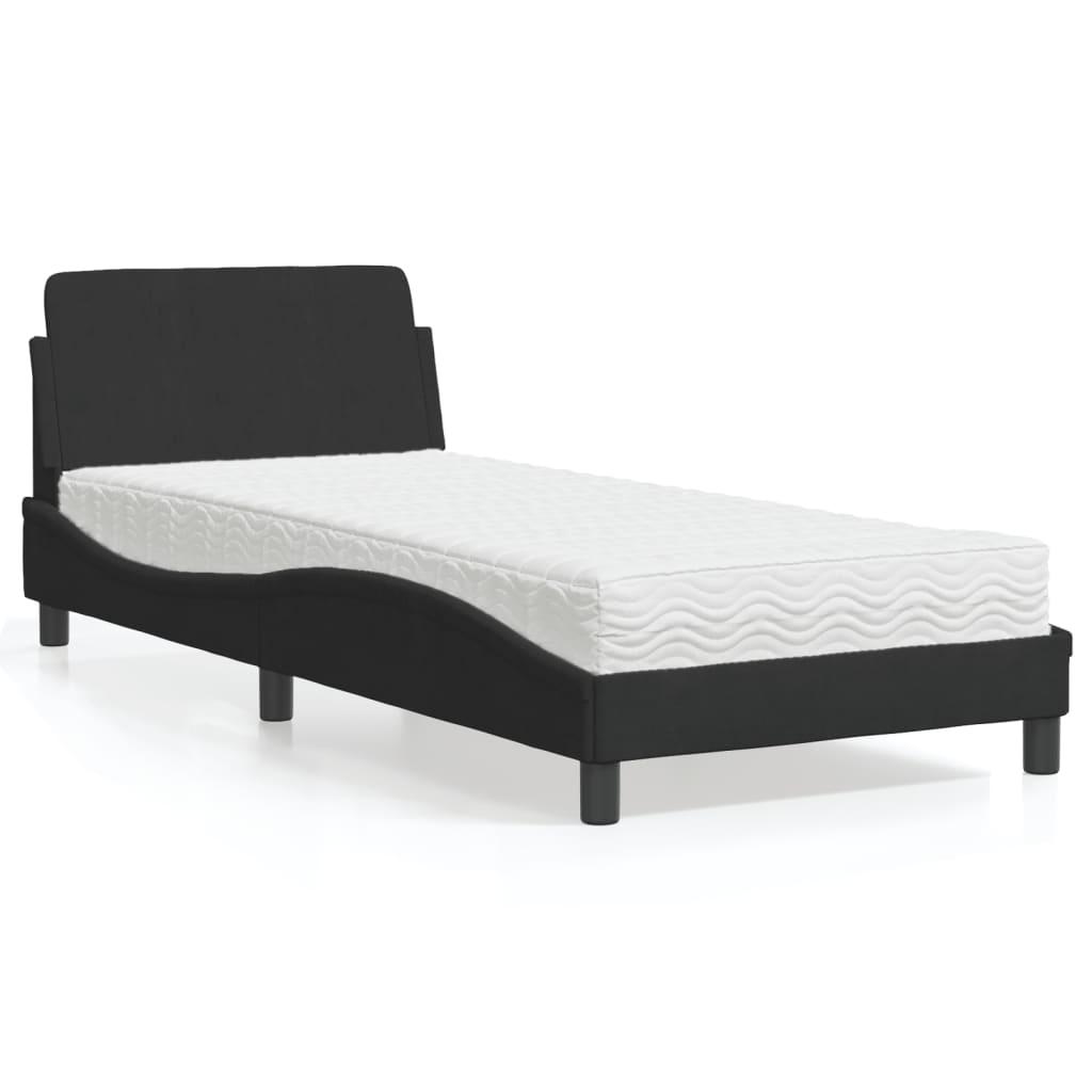 Seng med madras 90x200 cm velour sort