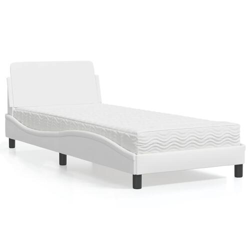 Seng med madras 90x200 cm kunstlæder hvid