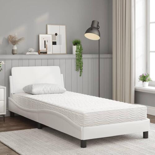 Seng med madras 90x200 cm kunstlæder hvid