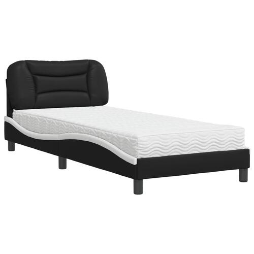 Seng med madras 80x200 cm kunstlæder sort og hvid