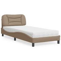 Seng med madras 90x200 cm kunstlæder cappuccinofarvet