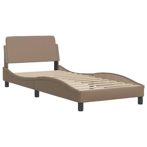 Seng med madras 90x200 cm kunstlæder cappuccinofarvet
