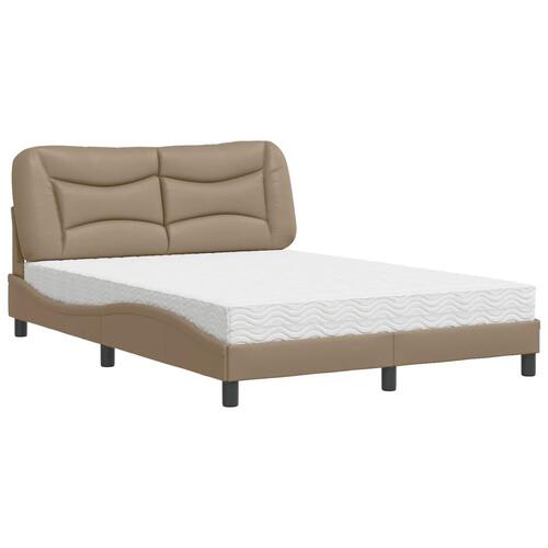 Seng 140x200 cm kunstlæder cappuccinofarvet
