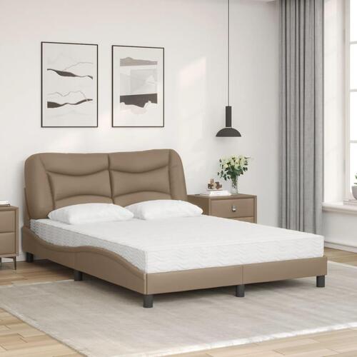 Seng 140x200 cm kunstlæder cappuccinofarvet