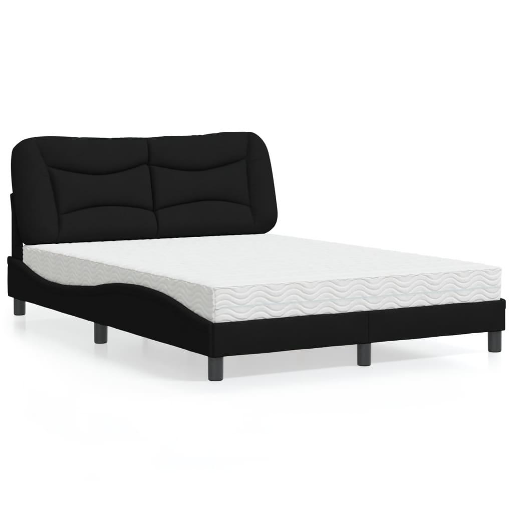Seng med madras 140x200 cm stof sort