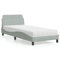 Seng med madras 80x200 cm velour lysegrå
