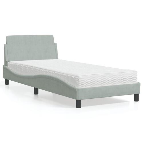 Seng med madras 80x200 cm velour lysegrå
