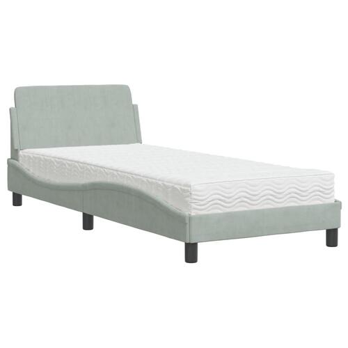Seng med madras 80x200 cm velour lysegrå