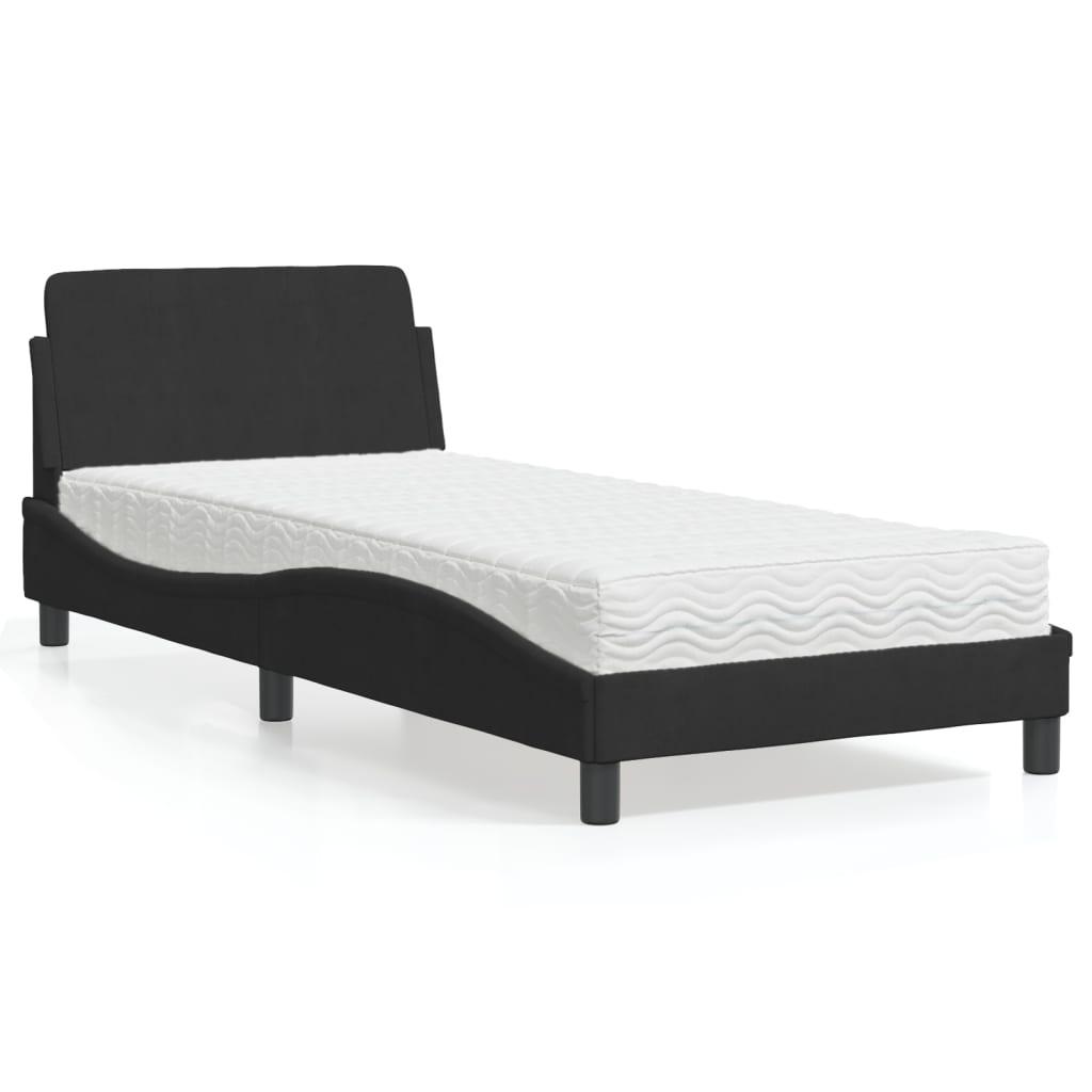 Seng med madras 80x200 cm velour sort