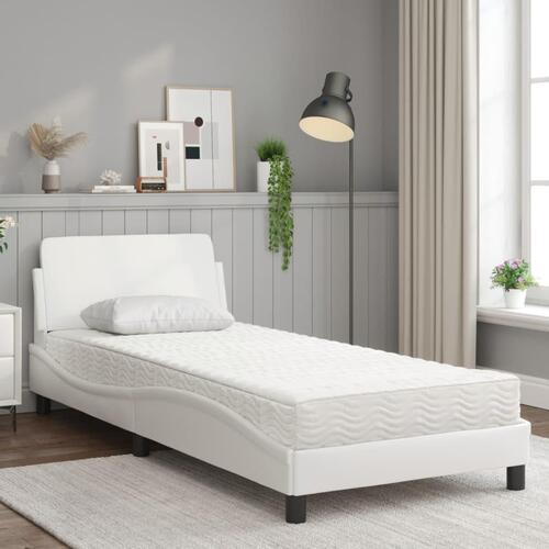 Seng med madras 80x200 cm kunstlæder hvid