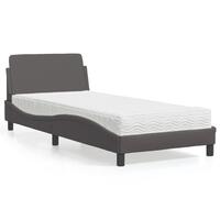 Seng med madras 80x200 cm kunstlæder grå