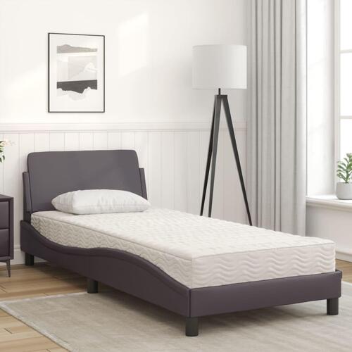 Seng med madras 80x200 cm kunstlæder grå
