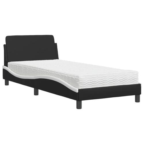 Seng med madras 80x200 cm kunstlæder sort og hvid