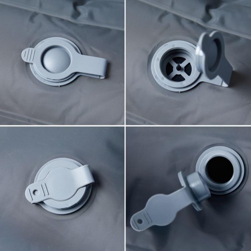 2-personers campingmadras med puder selvoppustelig grå