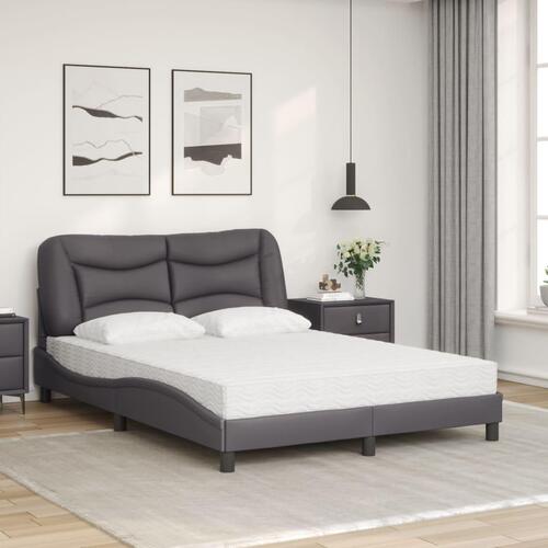 Seng med madras 120x200 cm kunstlæder grå