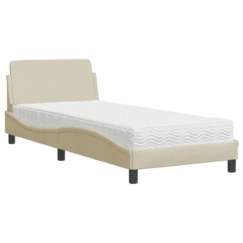 Seng med madras 80x200 cm stof cremefarvet