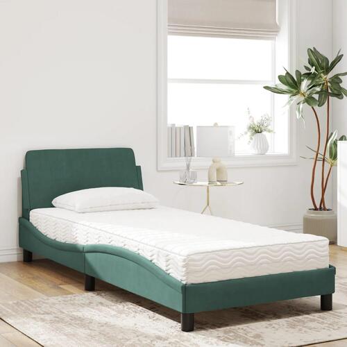 Seng med madras 80x200 cm velour mørkegrøn