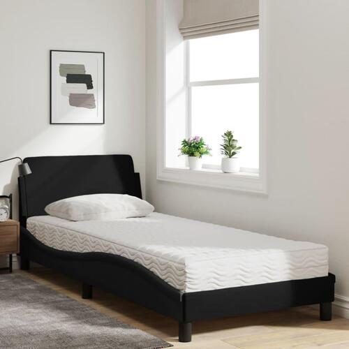 Seng med madras 90x200 cm stof sort