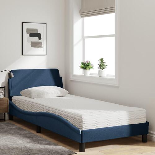 Seng med madras 90x200 cm stof blå