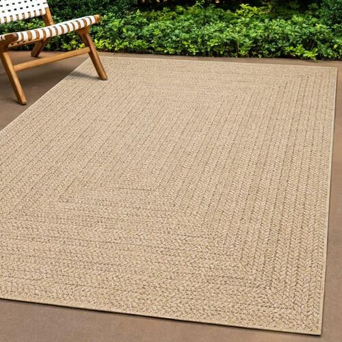 Gulvtæppe ZIZUR 120x120 cm jute-look indendørs og udendørs