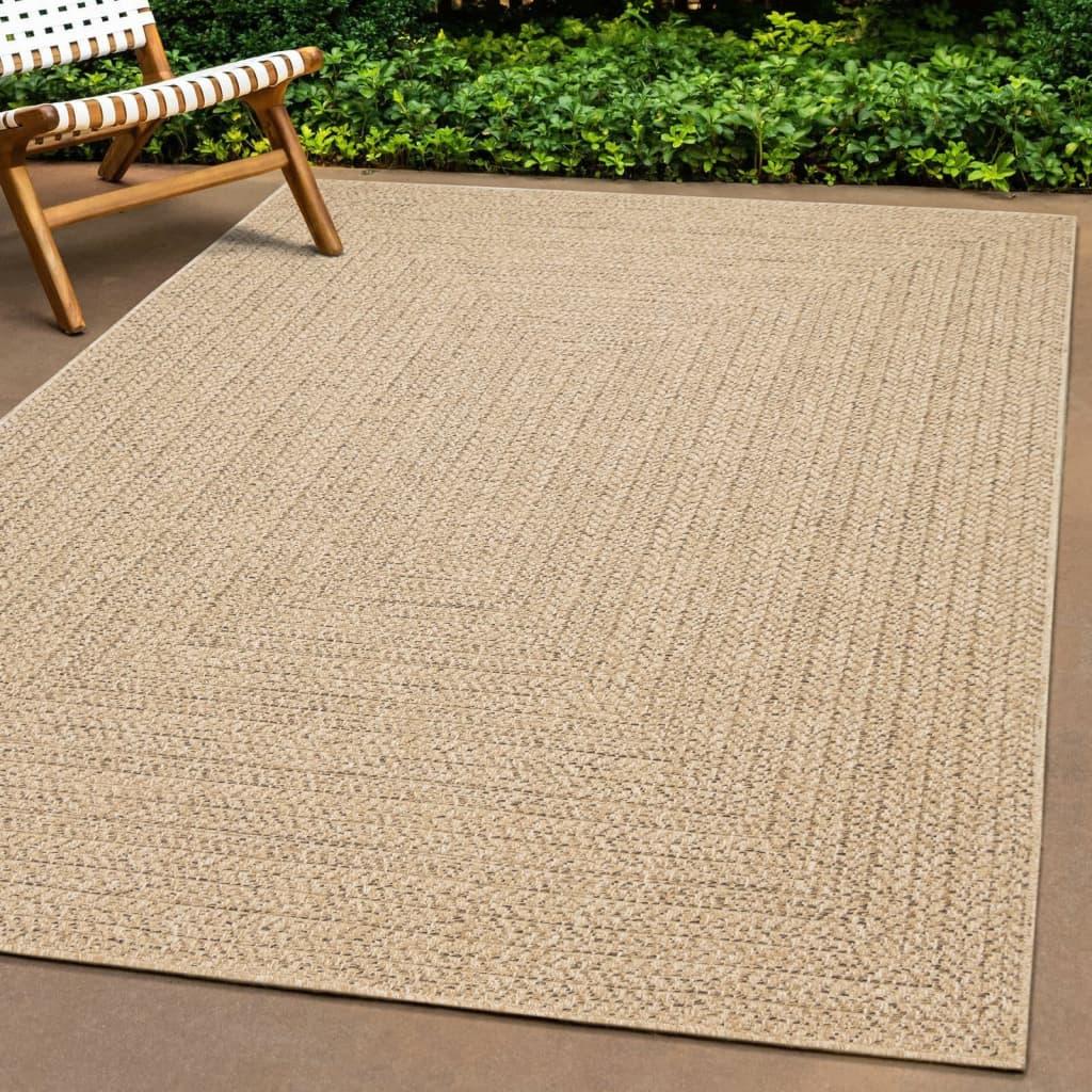 Gulvtæppe ZIZUR 120x120 cm jute-look indendørs og udendørs