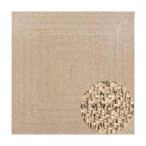 Gulvtæppe ZIZUR 120x120 cm jute-look indendørs og udendørs