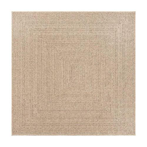 Gulvtæppe ZIZUR 120x120 cm jute-look indendørs og udendørs