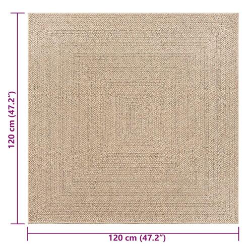 Gulvtæppe ZIZUR 120x120 cm jute-look indendørs og udendørs