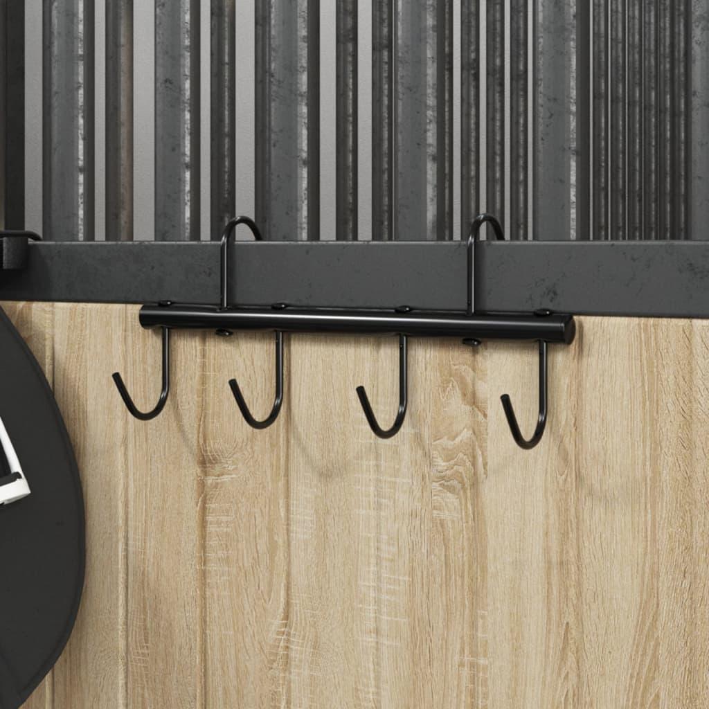 Tøjleholder med 6 drejekroge stål sort