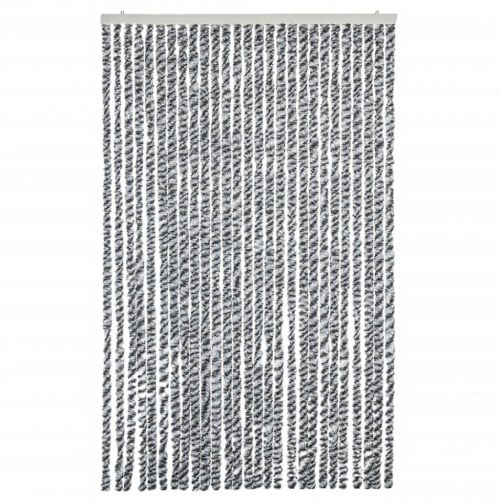 Flueforhæng 118×220 cm i chenille - grå/sort-hvid dørgardin