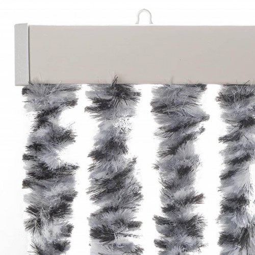 Flueforhæng 118×220 cm i chenille - grå/sort-hvid dørgardin