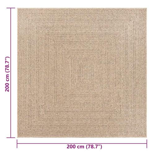 Gulvtæppe ZIZUR 200x200 cm jute-look indendørs og udendørs