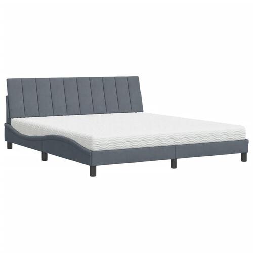 Seng med madras 180x200 cm velour mørkegrå