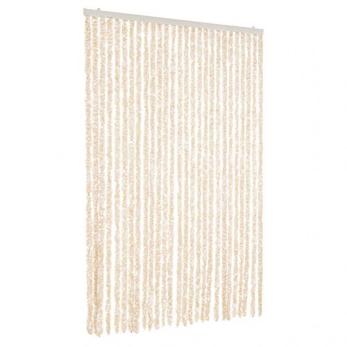 Flueforhæng 118×220 cm i chenille - beige/hvid