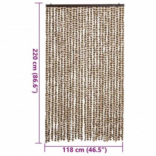 Flueforhæng 118×220 cm i chenille - beige/brun dørgardin