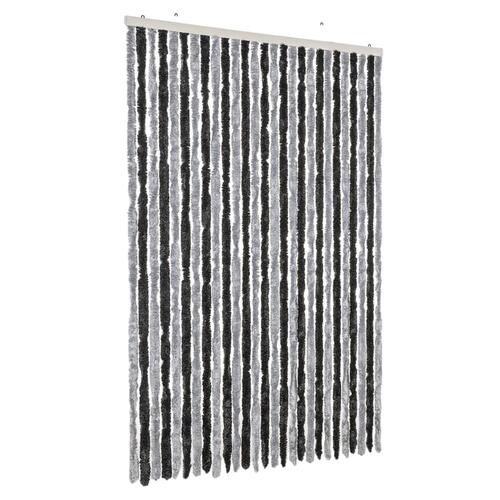 Flueforhæng 118x220 cm chenille grå og sort