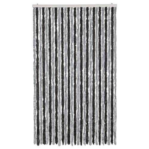 Flueforhæng 118x220 cm chenille grå og sort